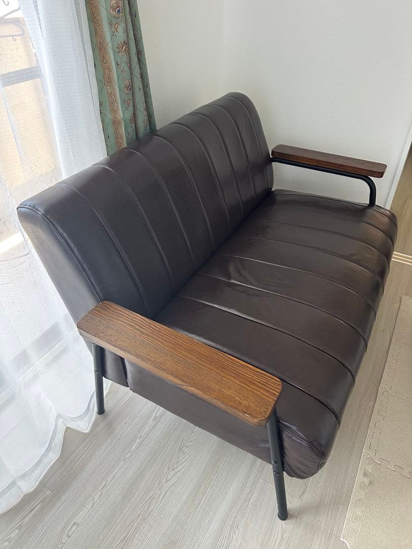 汚れに強い　合成皮革 2人掛けソファ(Nシールド ステイン2KD DBR)