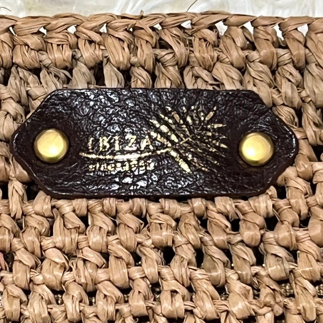 IBIZA かごバッグ ラフィア レザー　模様編み　ショルダーバッグ　2way