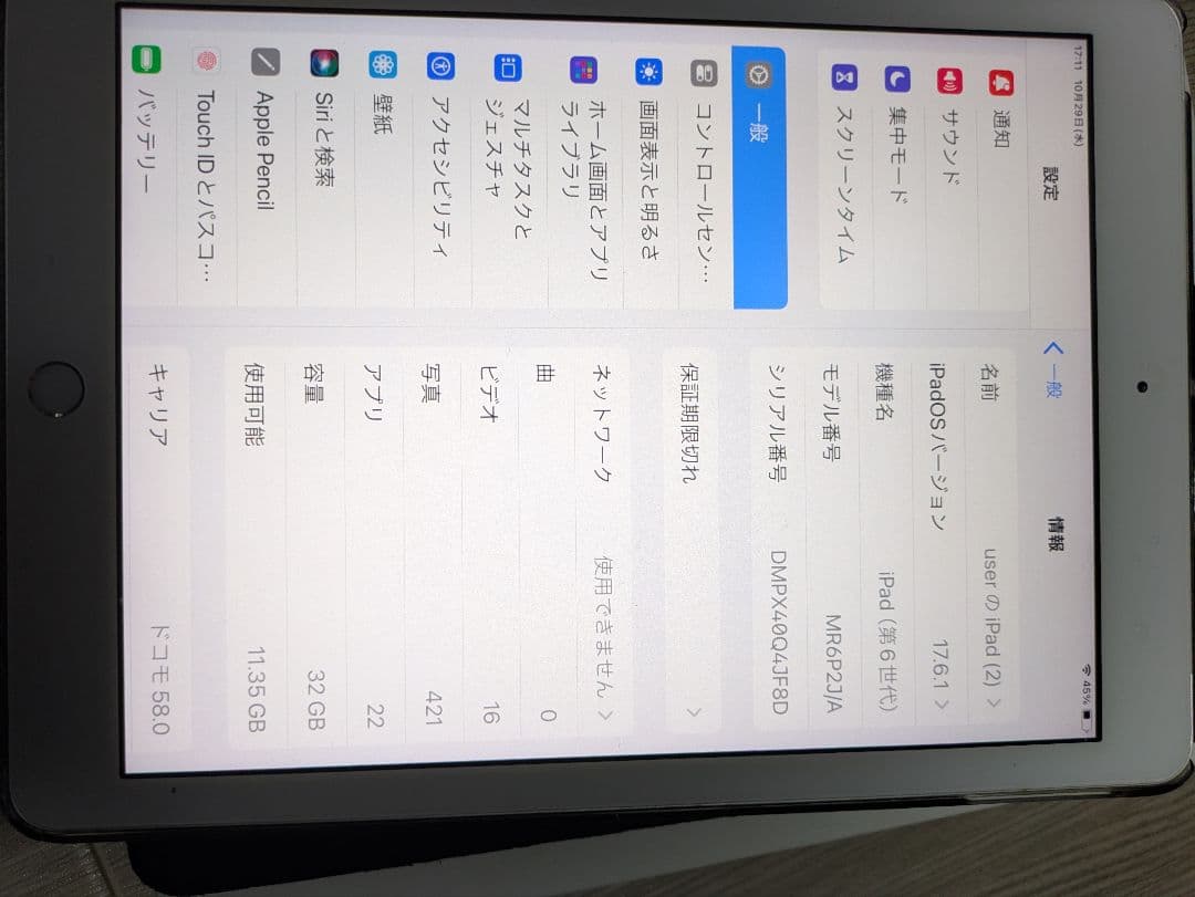 え*ふ様 第6世代 iPad cellular docomo 32GB シルバー