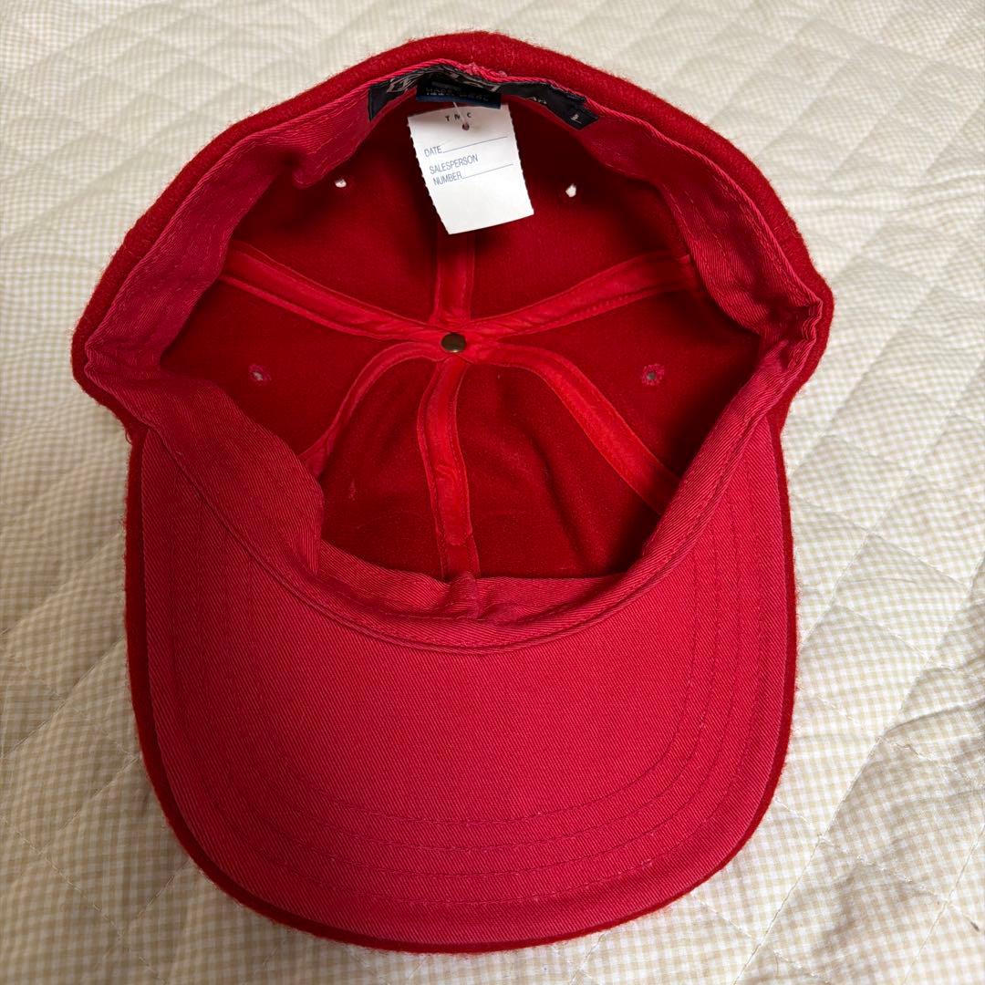 Polo byラルフローレン　赤色 ベースボールキャップ　LヴィンテージUSA製