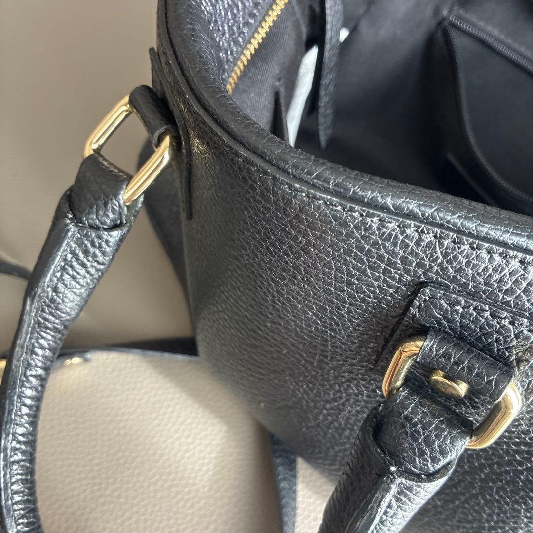 maxmara 牛革 ハンドバッグ ショルダー 黒 マックスマーラ ボストン