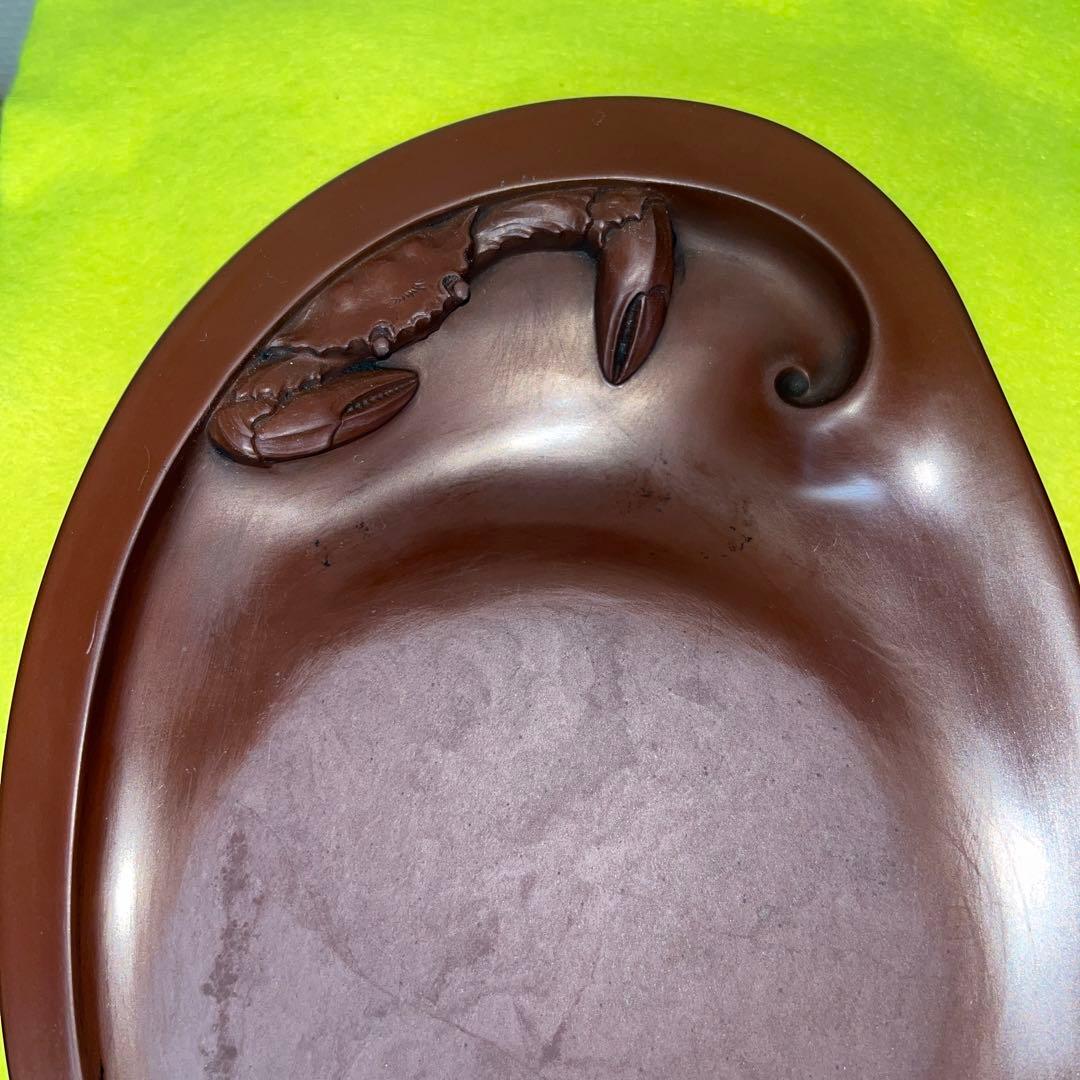 ⭕️紅渓石硯　硯　蟹彫刻　鮑型硯特別製作品美品　崎川羊堂　20cm超　1.7kg超