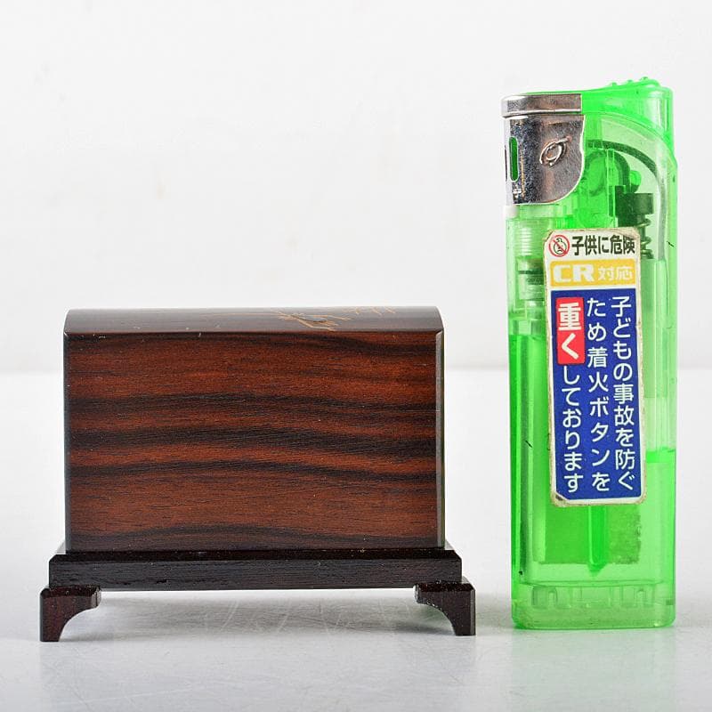 茶道具　山中塗　道場宗廣作　虫に秋草　黒檀虫篭蒔絵　香合　共箱　M　R5279