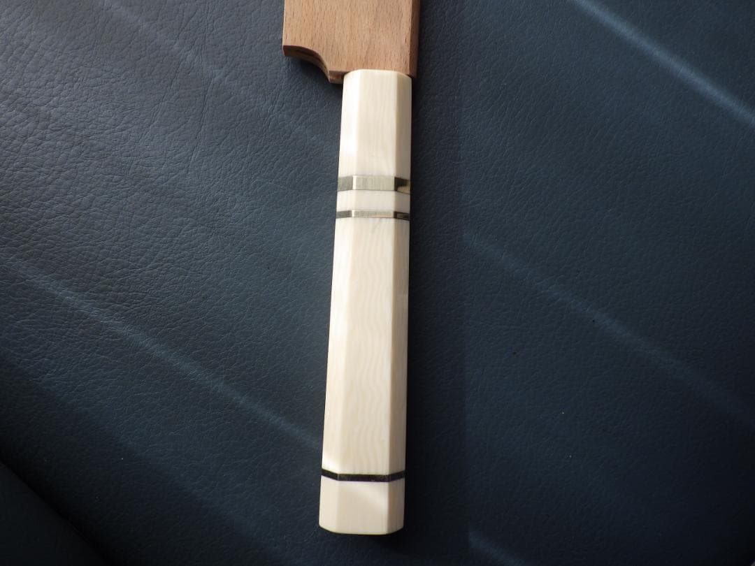 INOX本焼/貞宗/柳刃刺身包丁★人工象牙カスタム銀巻三段柄/鞘付属★