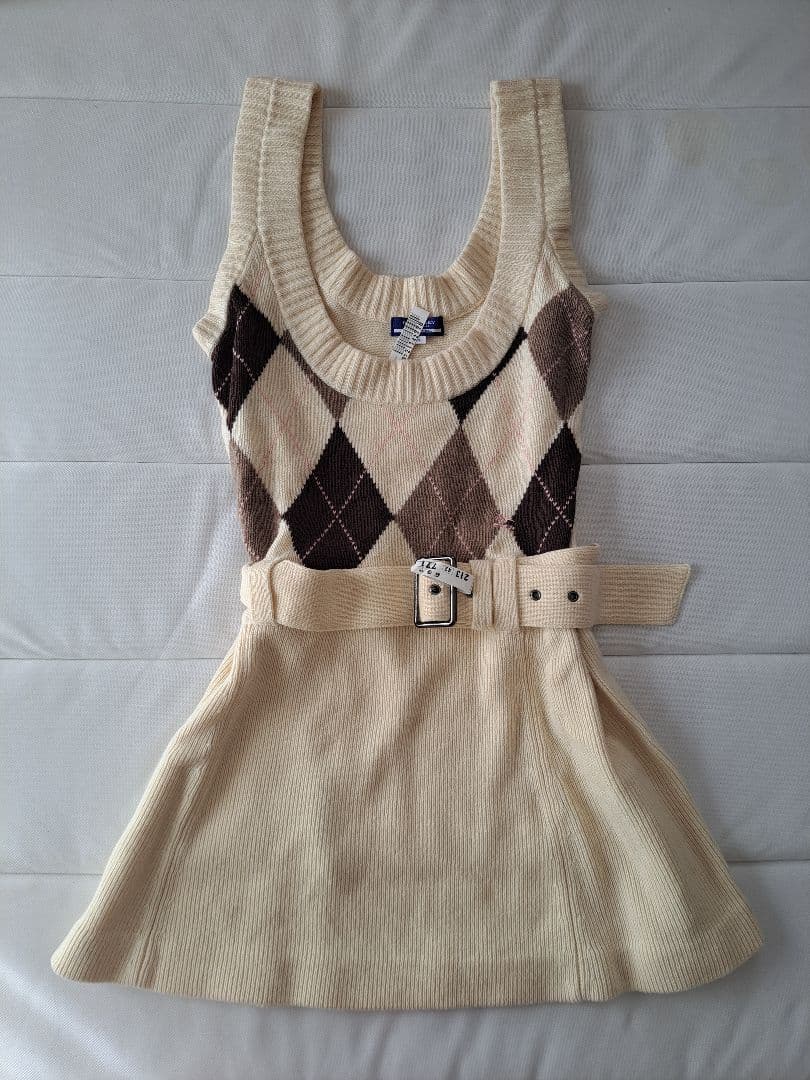 burberry bluelabelアーガイルニットワンピースcoquette