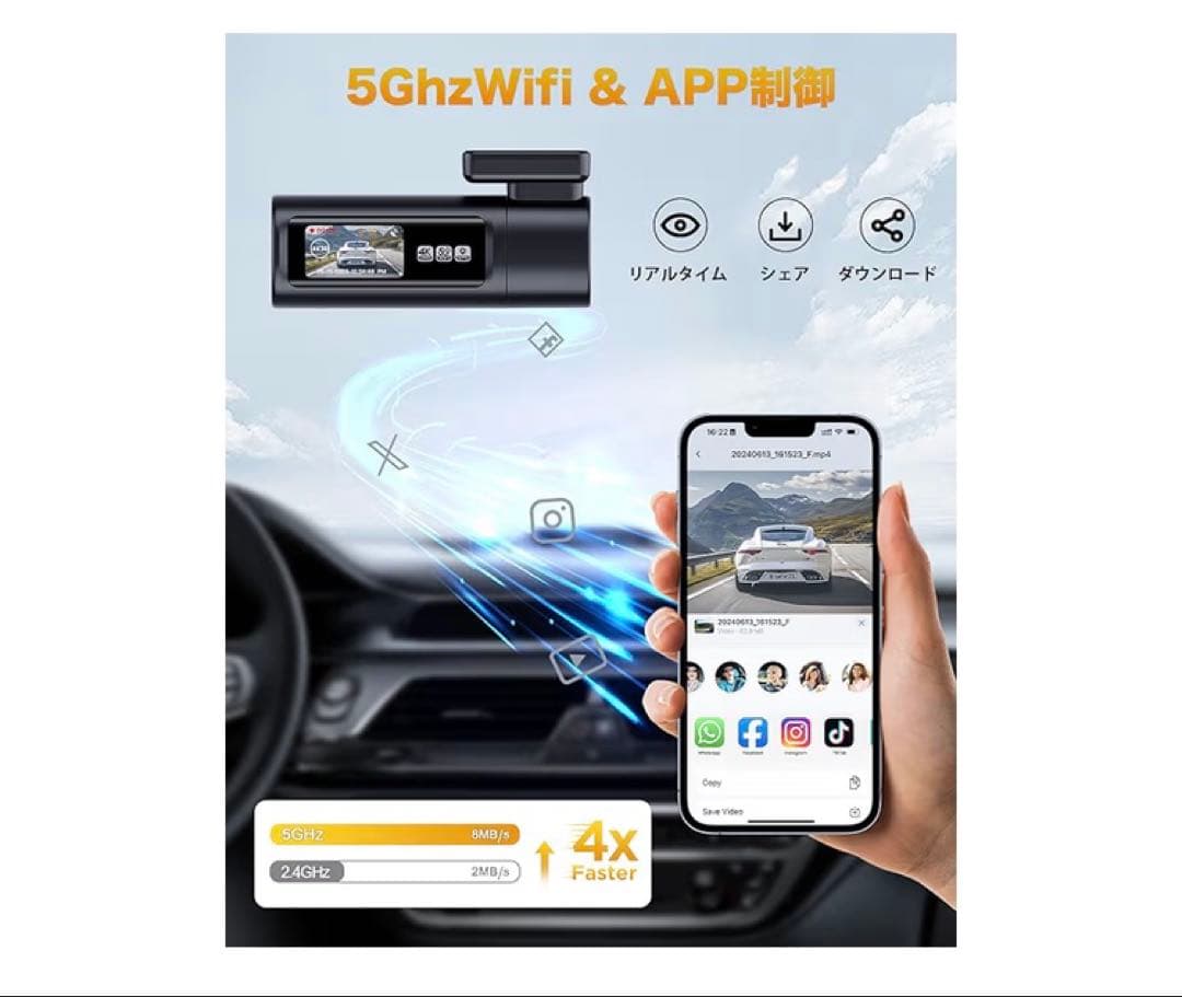 GKU 【SONY製IMX335センサー】 前後ドライブレコーダー