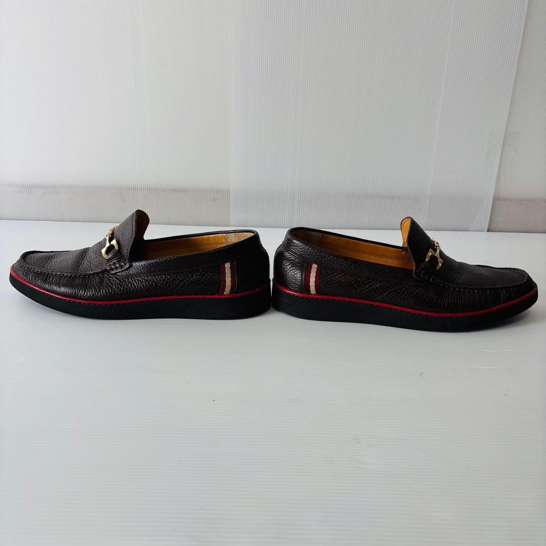 美品 BALLY ローファー ロゴ金具 レザーシューズ シボ革 スイス製