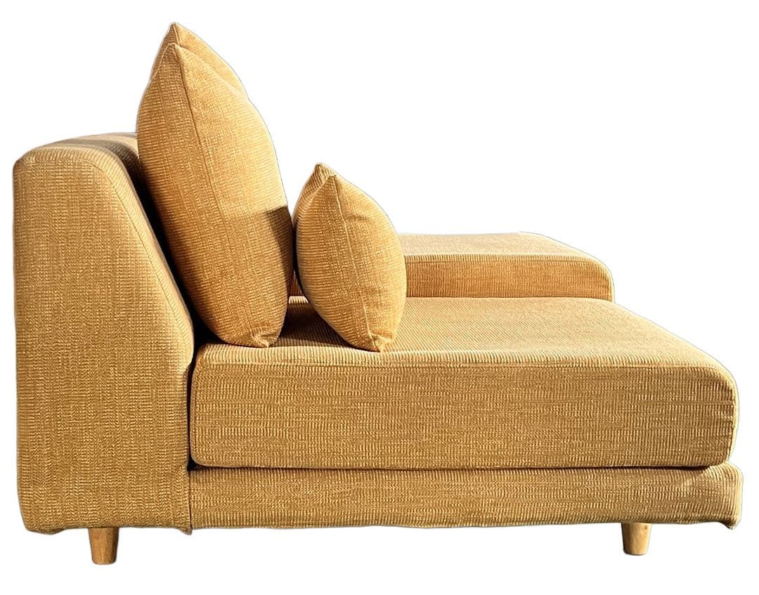 日本製　２人掛けソファ　イエロー　幅120×奥行98×高さ61cm