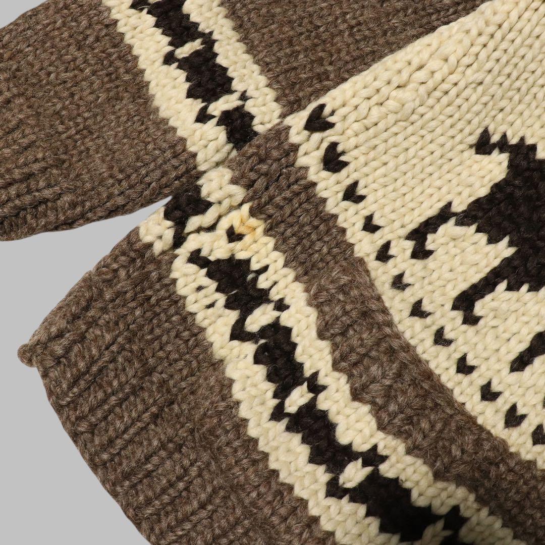 L★KANATA★カウチンニット★トナカイ★カナダ製★カーディガン★ブラウン