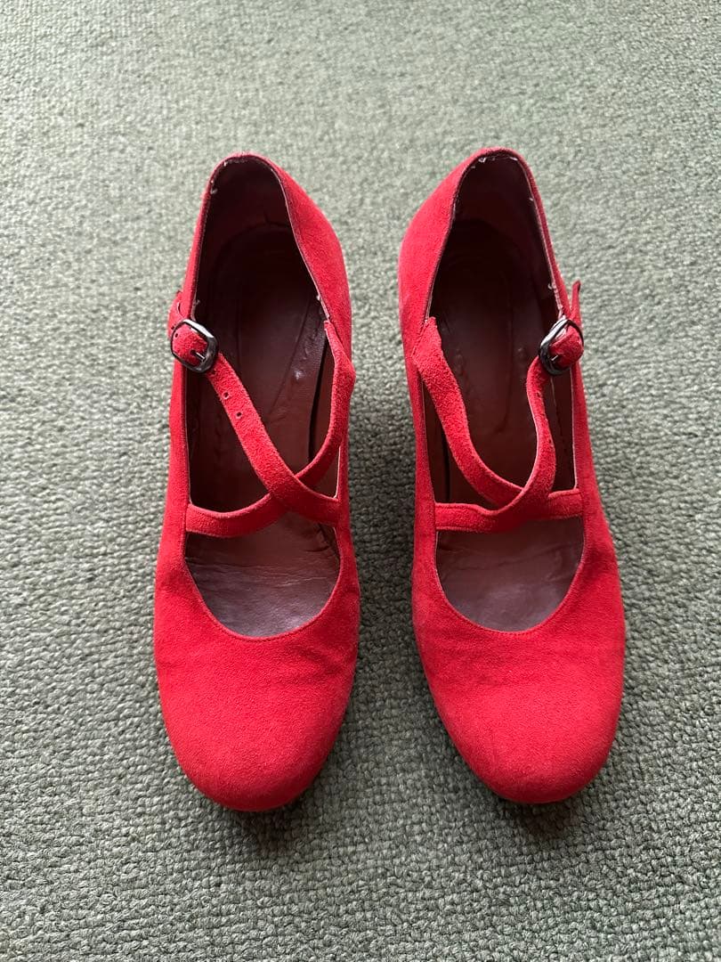 フラメンコシューズ スウェード赤　24cm
