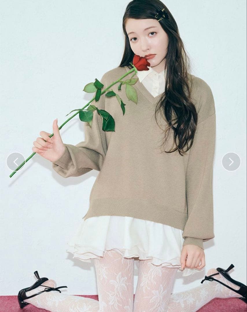 LILY BROWN リリーブラウン シャツドッキングフリルミニワンピース