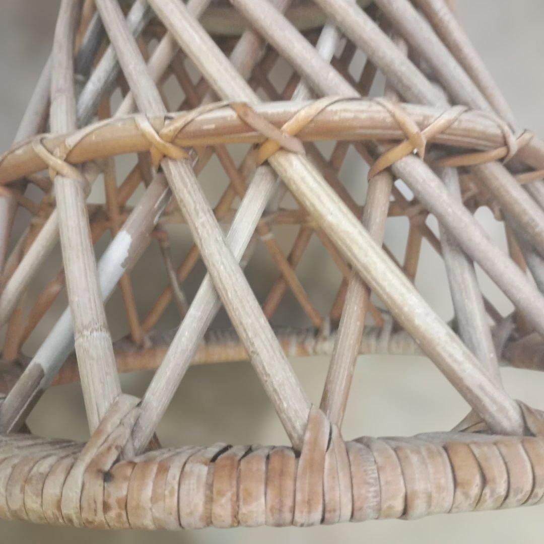 5140）ラタン　籐のスツール　丸椅子　チェア　２脚／昭和レトロ