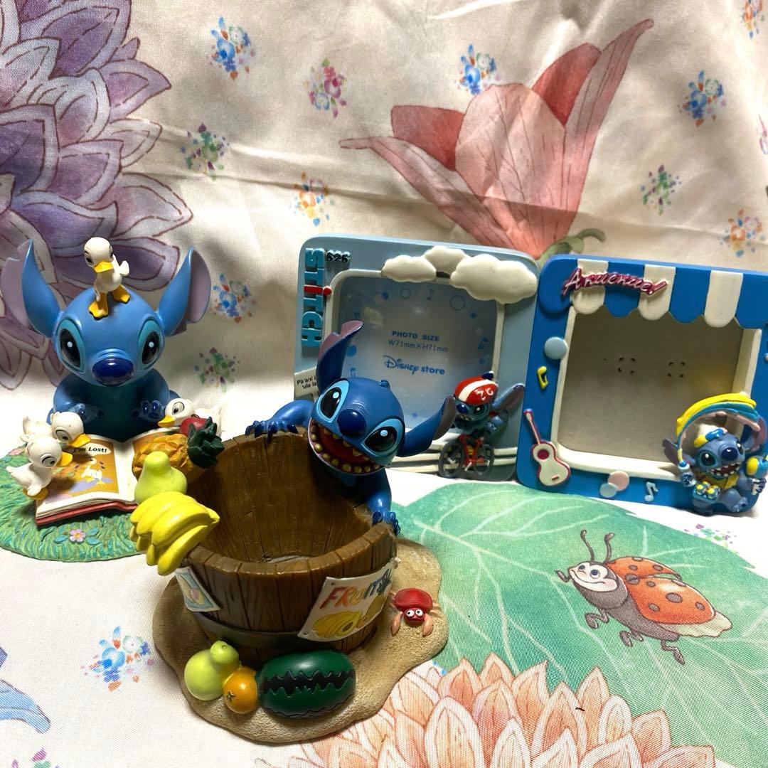 スティッチ アヒル 置物 小物入れ ケース フィギュア ディズニーストア 果物