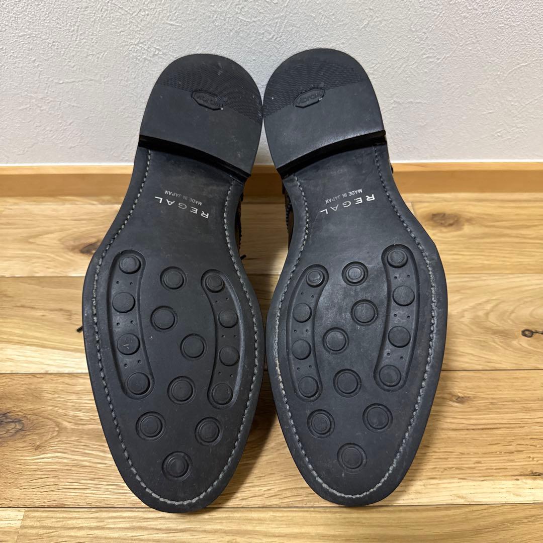 【美品】REGAL リーガル 革靴 パンチド キャップトゥ 黒 ビジネス 25