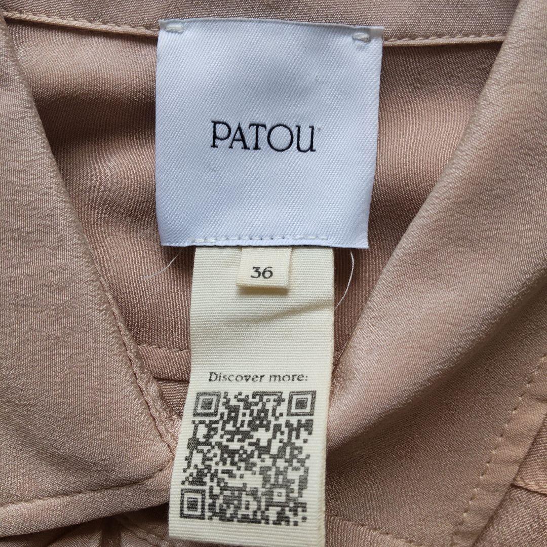 美品 PATOU パトゥ シルク ドレープ ブラウス シャツ ピンク 長袖 36