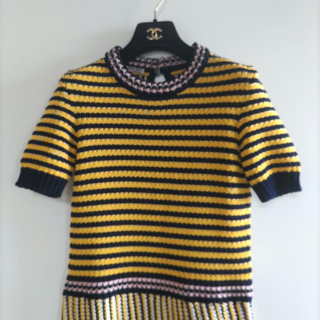 MIU MIU 　ミュウミュウ　ニットワンピース　半袖　ボーダー　ストライプ