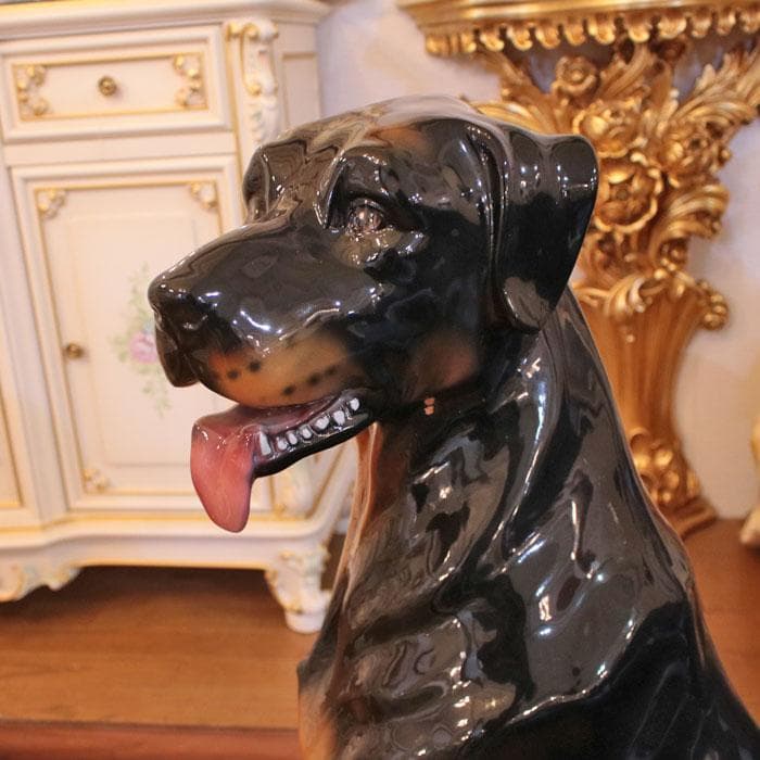 ロットワイラー 等身大 置物 オブジェ 犬 オーナメント 222-971