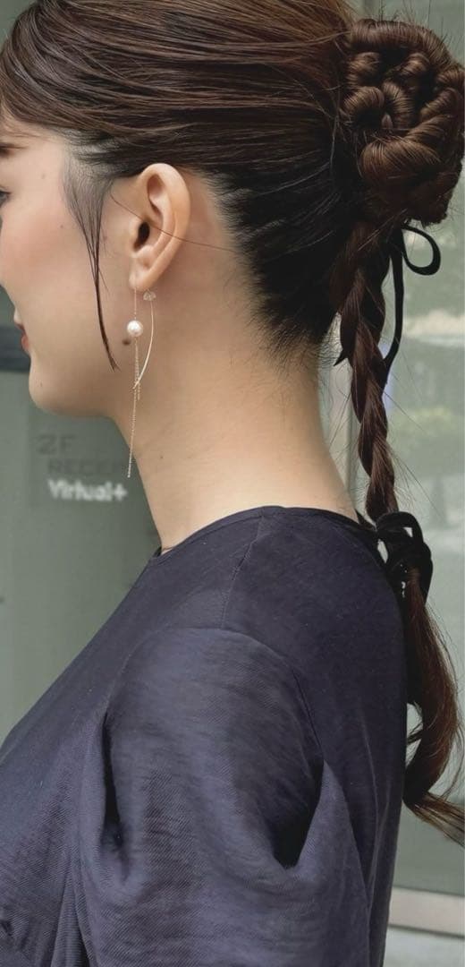 hirotaka ヒロタカ　アコヤパールチェーンピアス　ホワイトゴールド