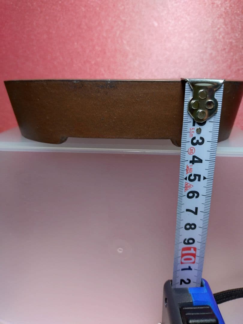 小型茶色陶器楕円形小品盆栽鉢