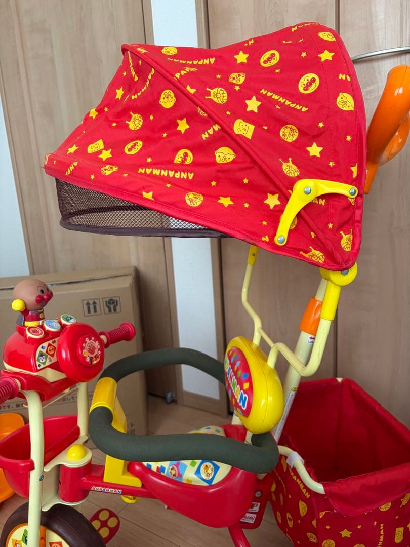 ☺︎アンパンマン 三輪車 デラックスR ブザー日除付き エコメルカリ便でお得☺︎‼︎