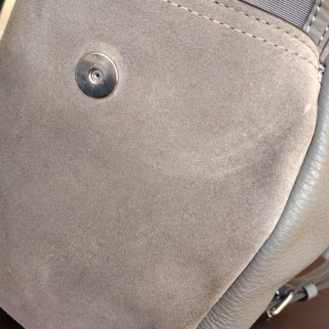 COACH レザーペニーショルダーバッグ 2Way　グレー　レザースウェード切替