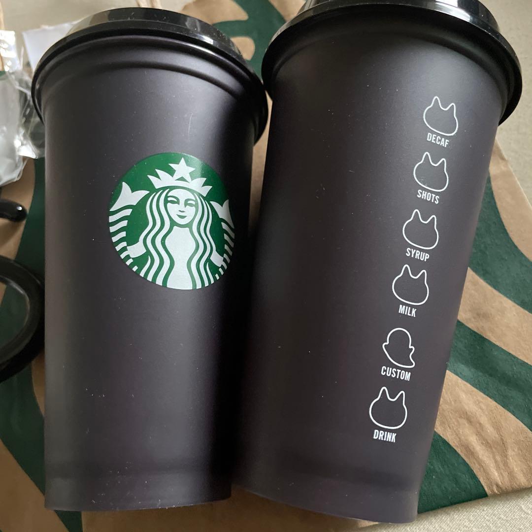 【新品】スタバ　ハロウィン2025 リユーザブルカップ　耐熱グラスマグキャット
