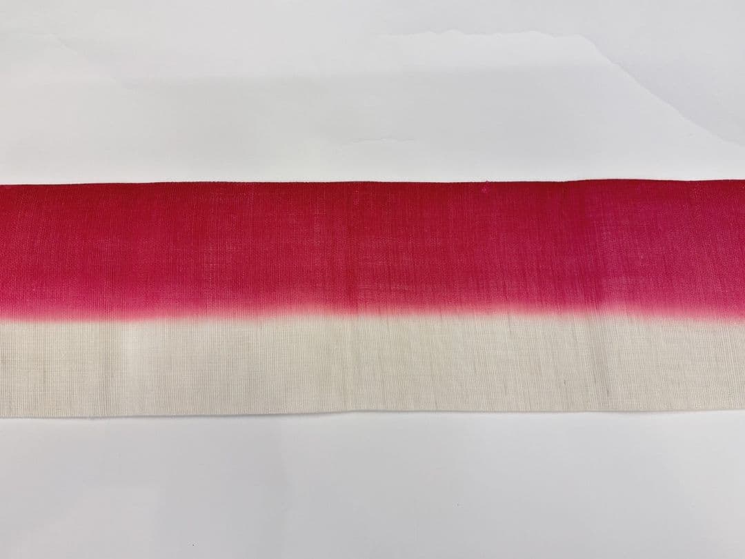 【衿秀・半幅帯】本麻ぼかし リバーシブル 半巾帯 葡萄色×生成り色 生平麻