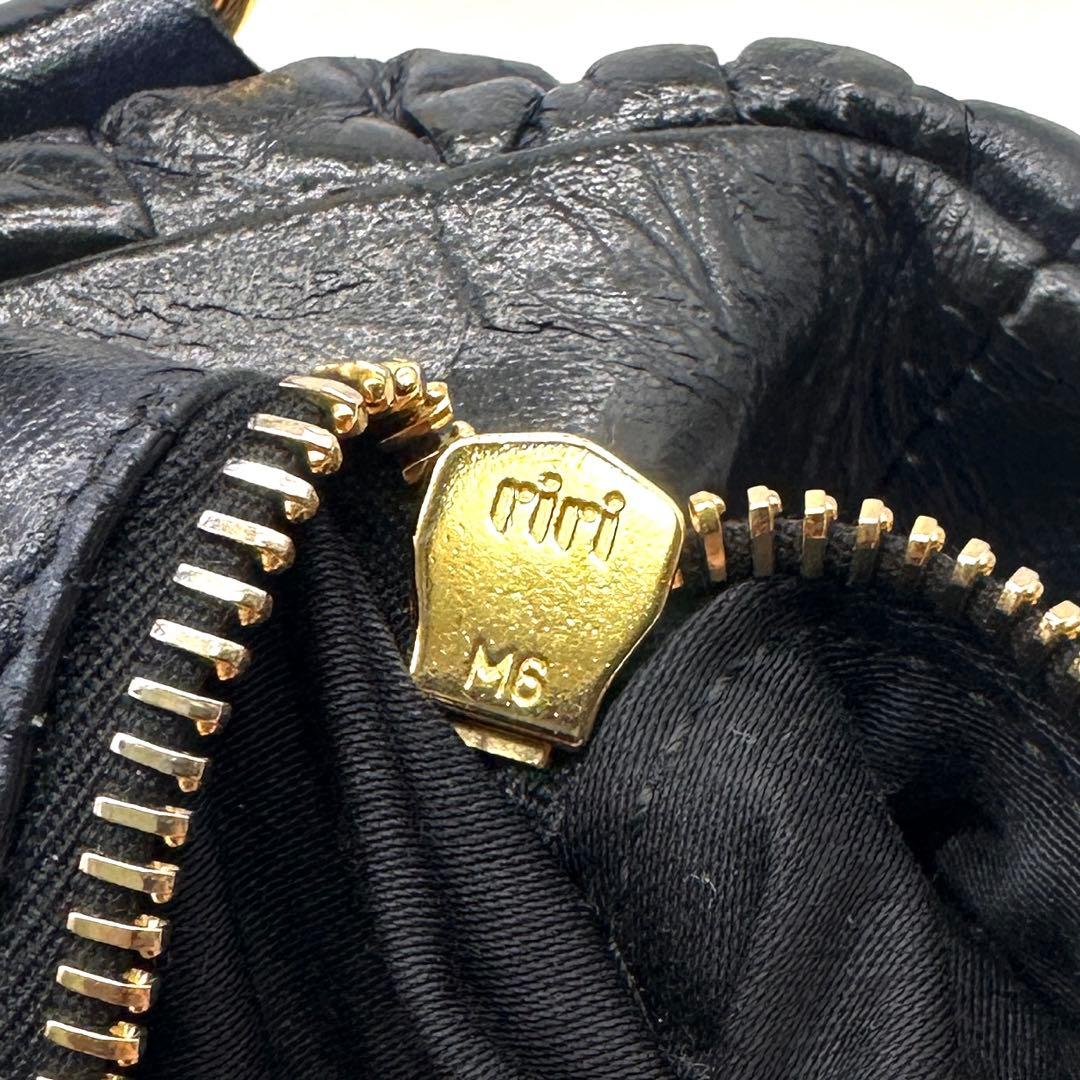 ミュウミュウ マトラッセ 2way ショルダーバッグ ゴールド金具 レザー 濃紺