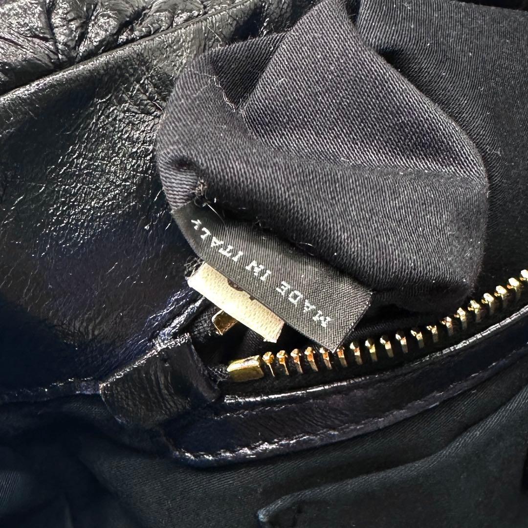 ミュウミュウ マトラッセ 2way ショルダーバッグ ゴールド金具 レザー 濃紺