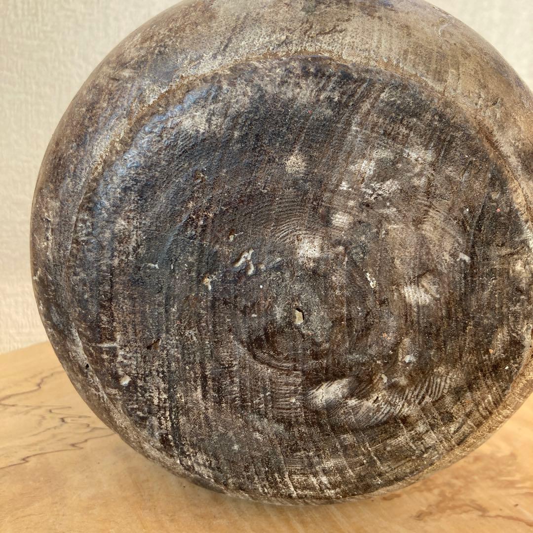 インド　木製のポットB　木工品　古道具坂田　古物　骨董　フラワーベース　花瓶