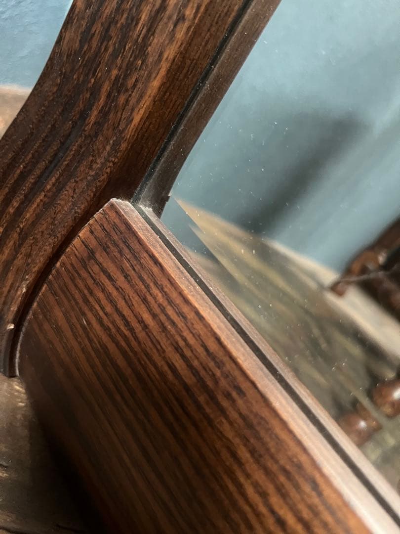 壁掛鏡 ウォールミラー インテリア アンティーク 昭和レトロ 木製 ビンテージ