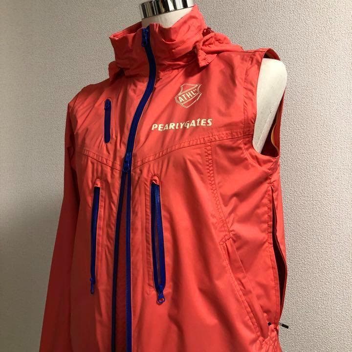 パーリーゲイツ ダブルジップ 2way ナイロン ジャケット レッド サイズ1