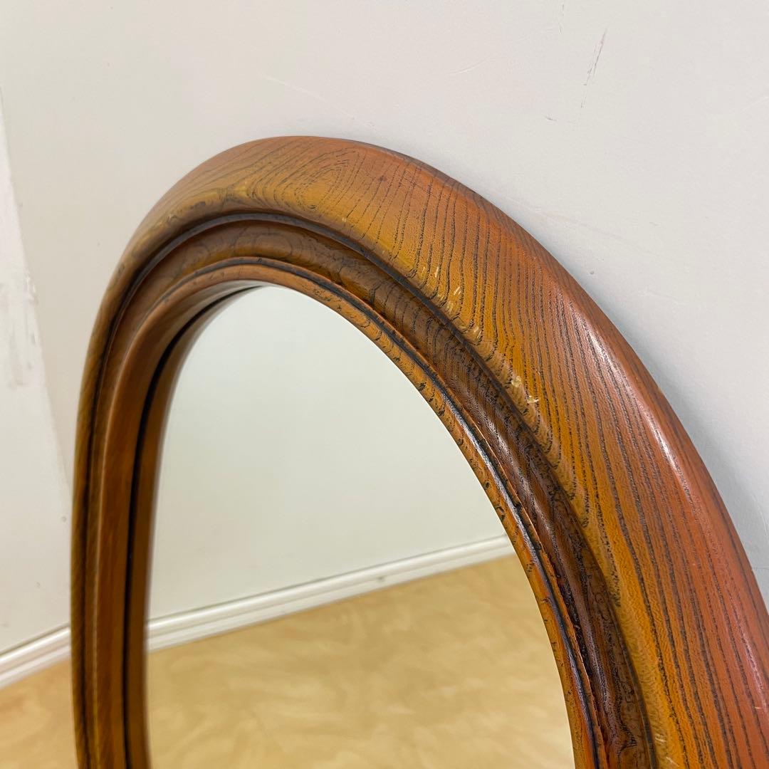 ビンテージ ウォールミラー 木枠ミラー 鏡 壁掛け アンティーク レトロ 楕円