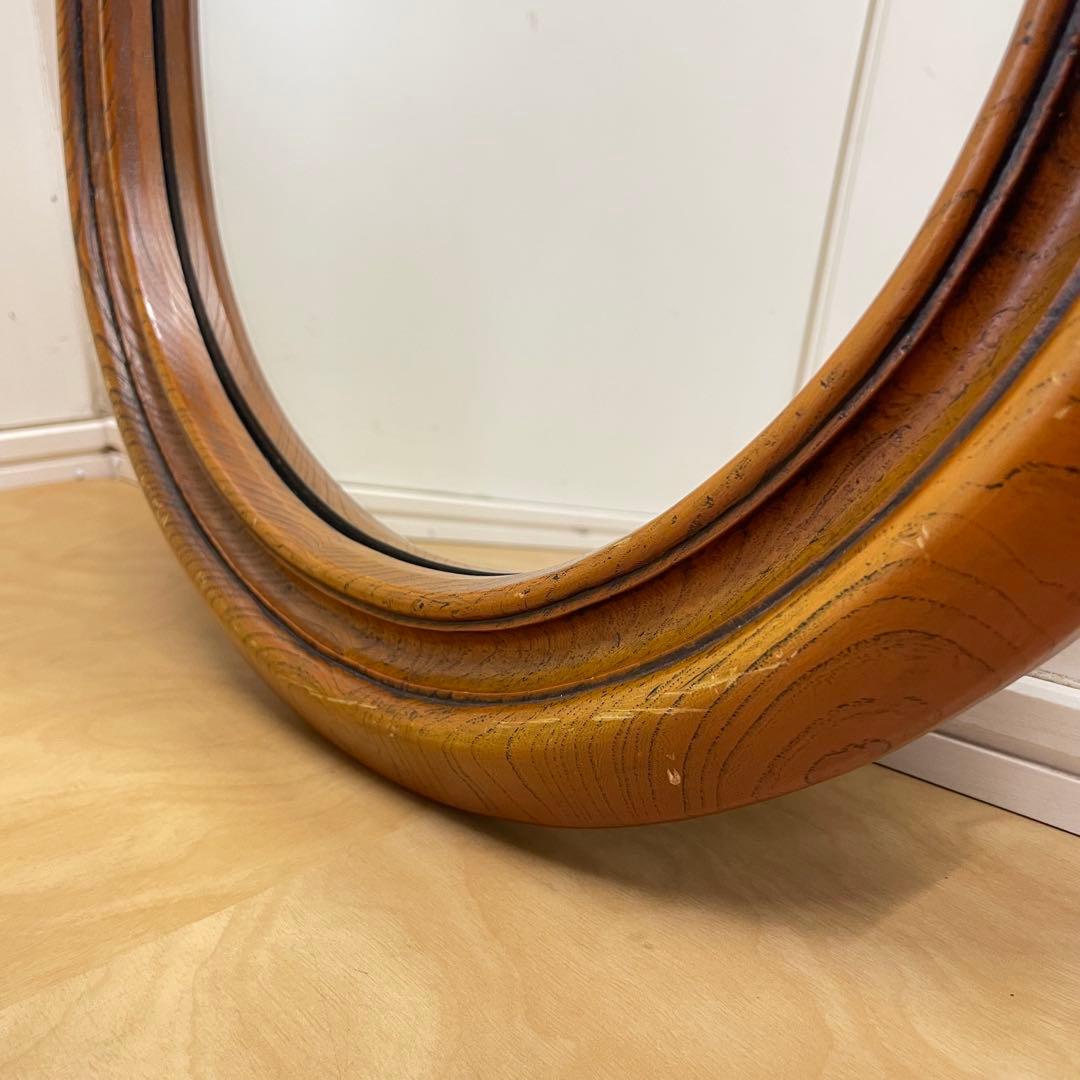 ビンテージ ウォールミラー 木枠ミラー 鏡 壁掛け アンティーク レトロ 楕円