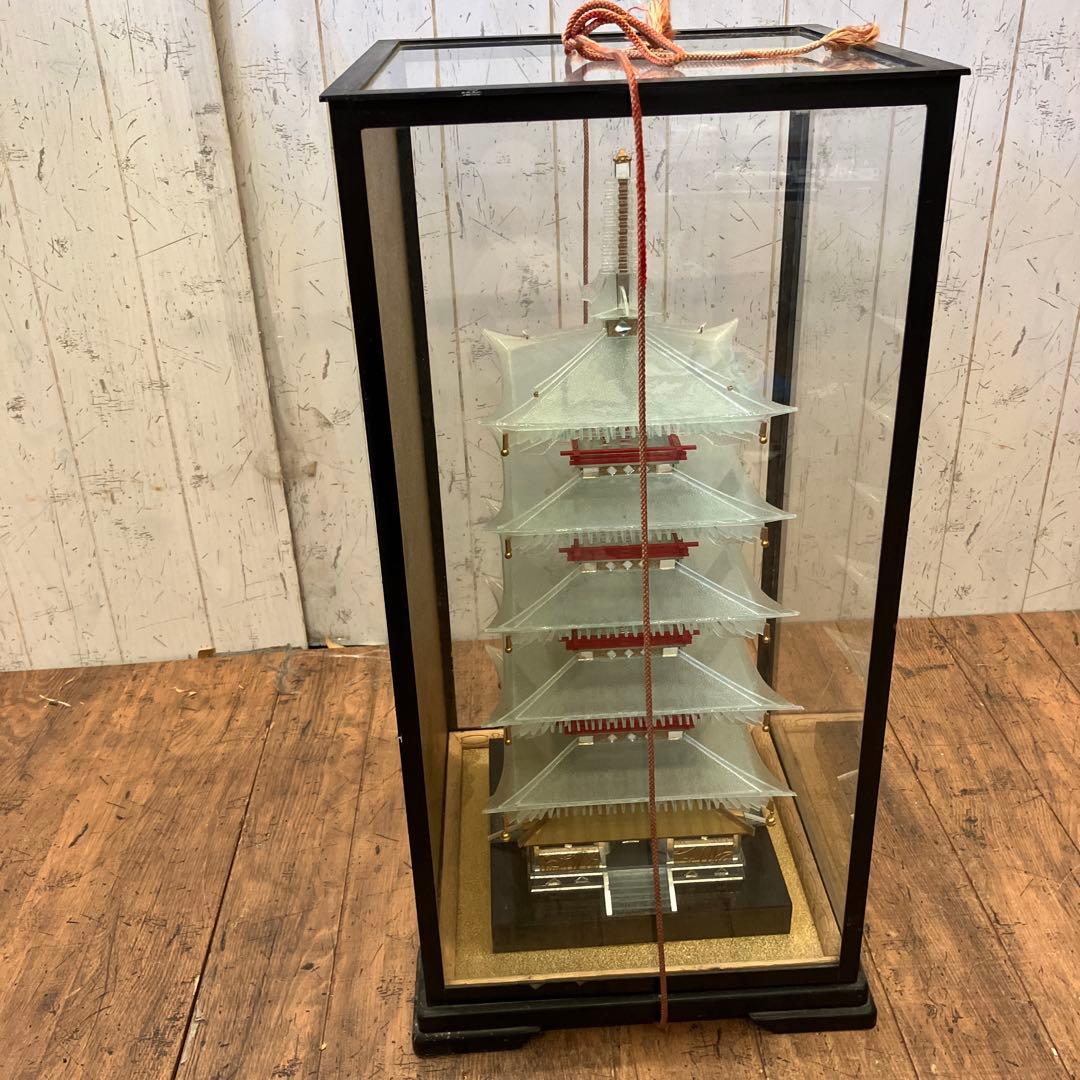 昭和レトロ 五重塔 ガラス製 プラスチック製 模型 装飾品 置物 飾り