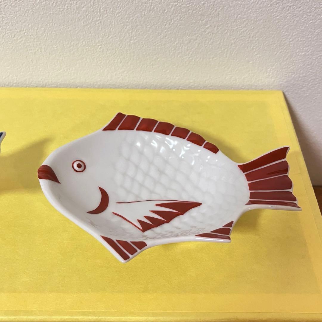 九谷焼　上出長右衛門窯　魚皿　染付　銘々皿