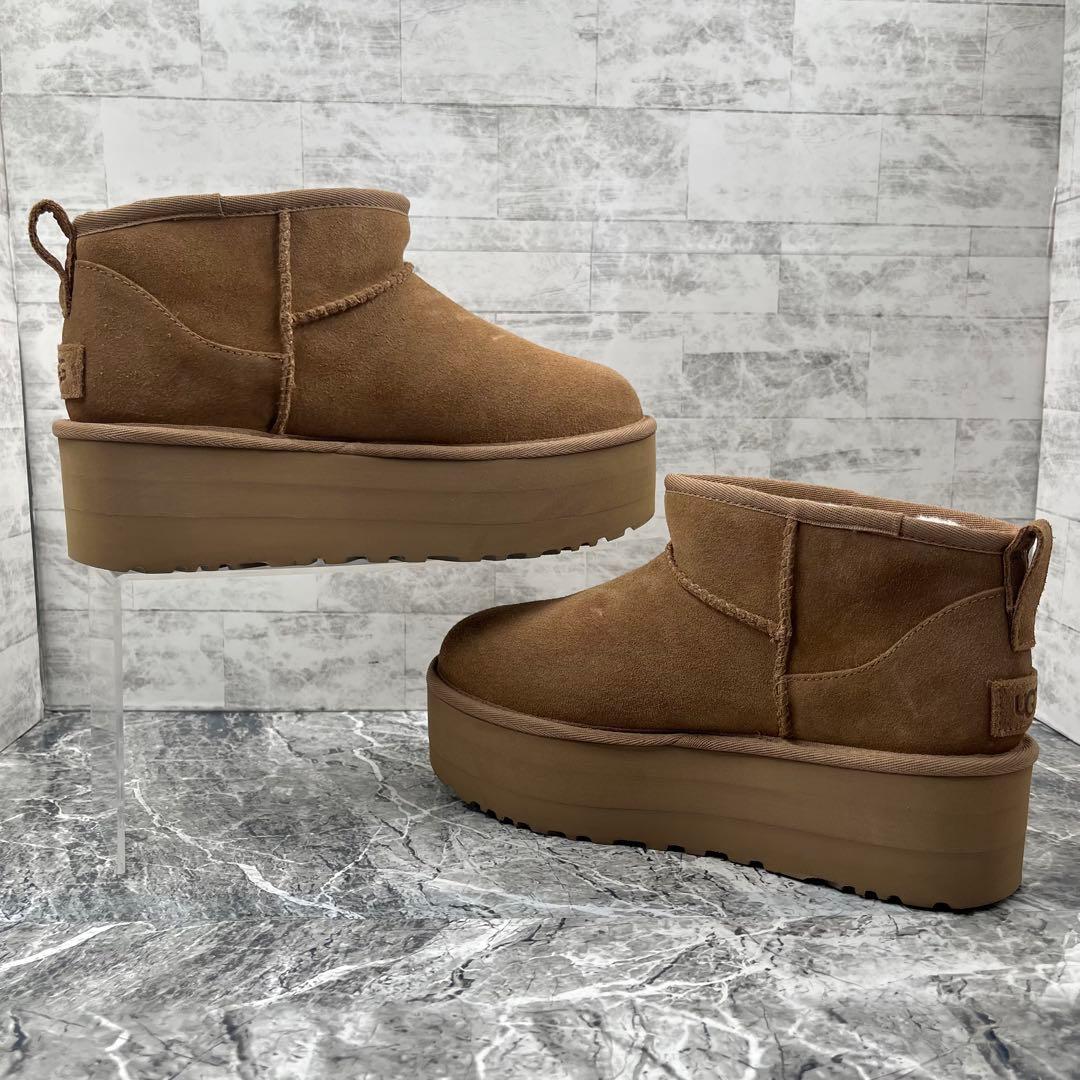 極美品 UGG クラシック ウルトラ ミニ プラットフォーム ブーツ 25 厚底
