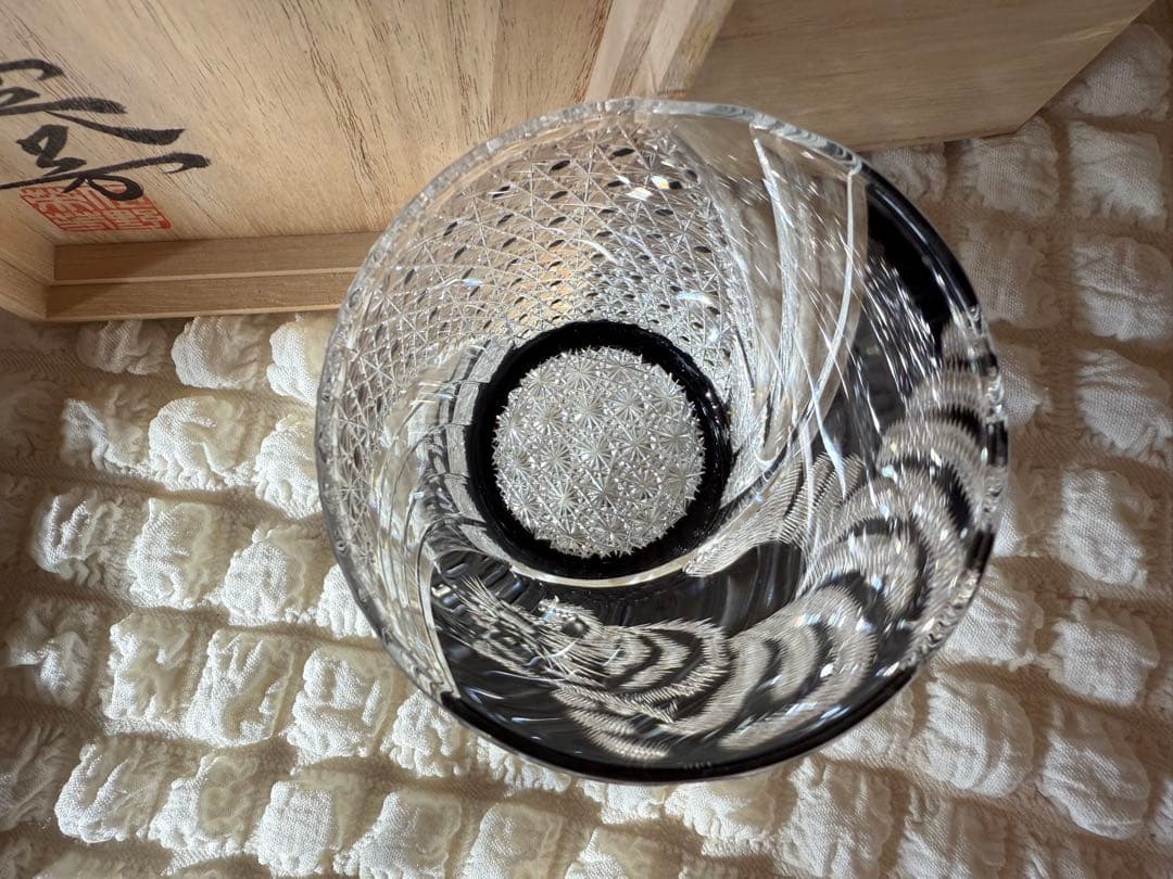 美品 但野英芳 江戸切子 虎 ロックグラス（切子 江戸切子 薩摩切子）