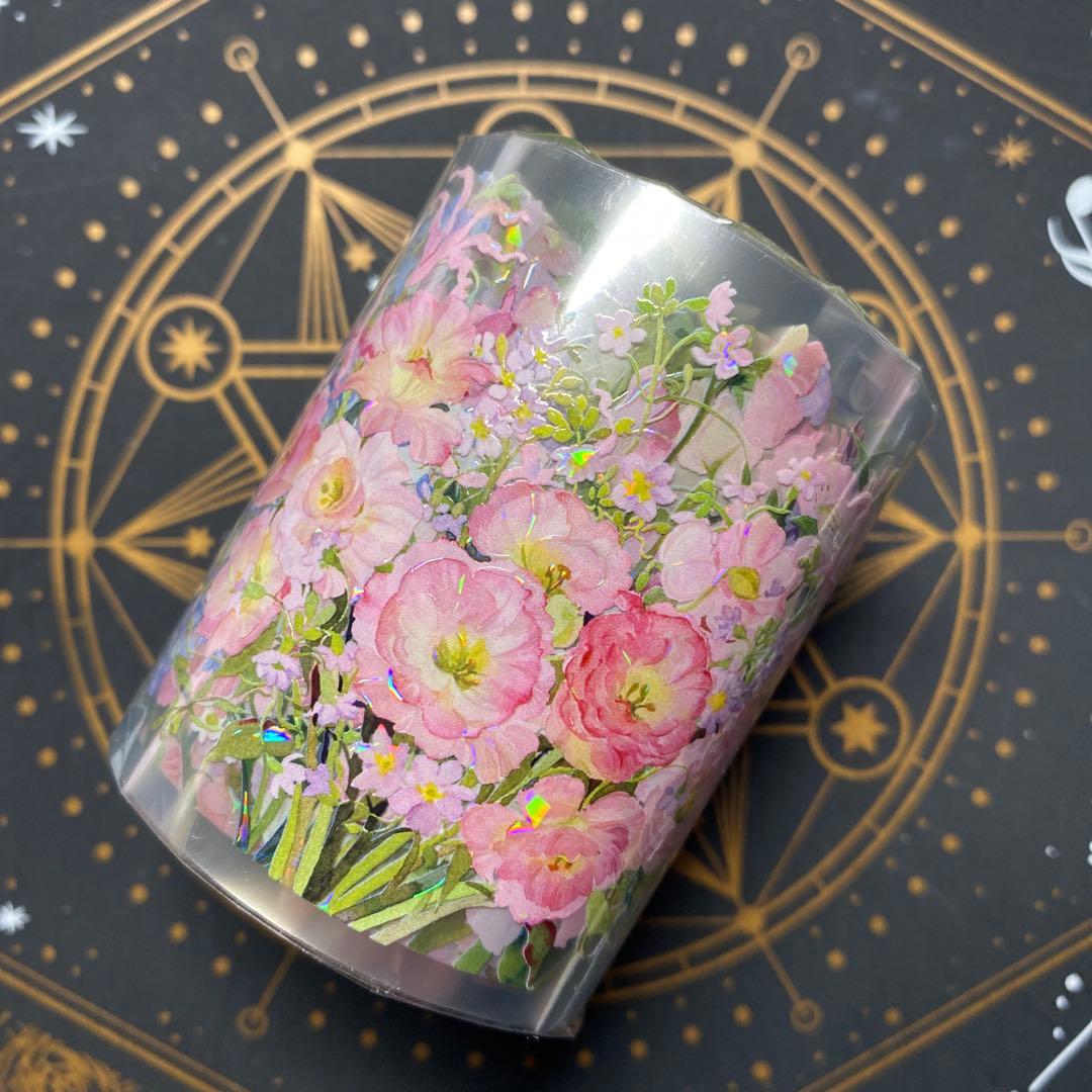 【9399】海外　マステ　2m/4m/10m巻　貝殻光マスキングテープ　お花系