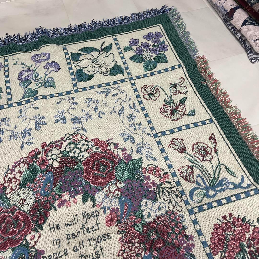 花　マルチカバー　ソファーカバー　ヴィンテージラグ　168x120