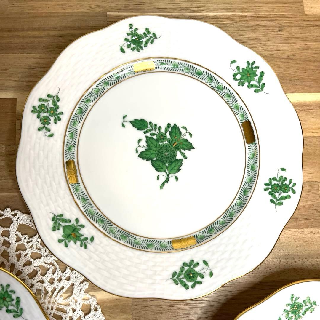 ⭐️ヘレンド⭐️デザートプレート アポニーグリーン 19cm ４枚セット