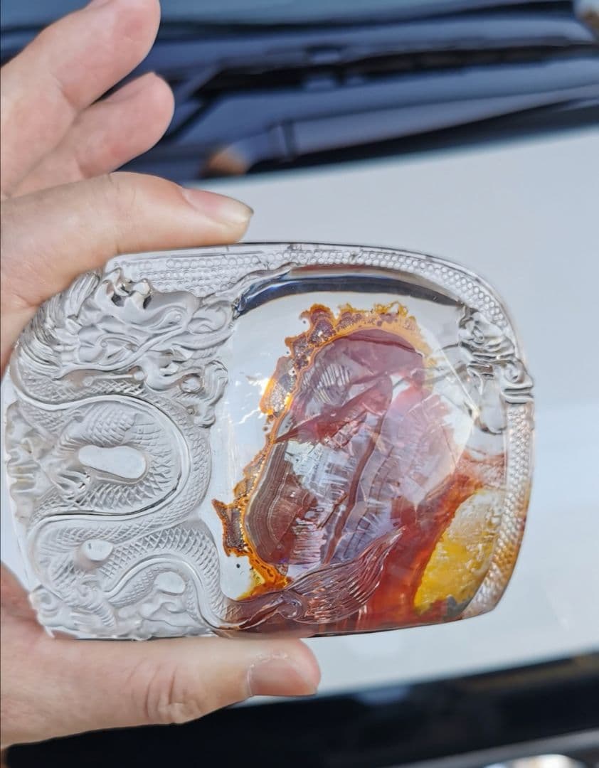 ライモナイトインクォーツ置物(龍彫刻)　お買い得最終価格