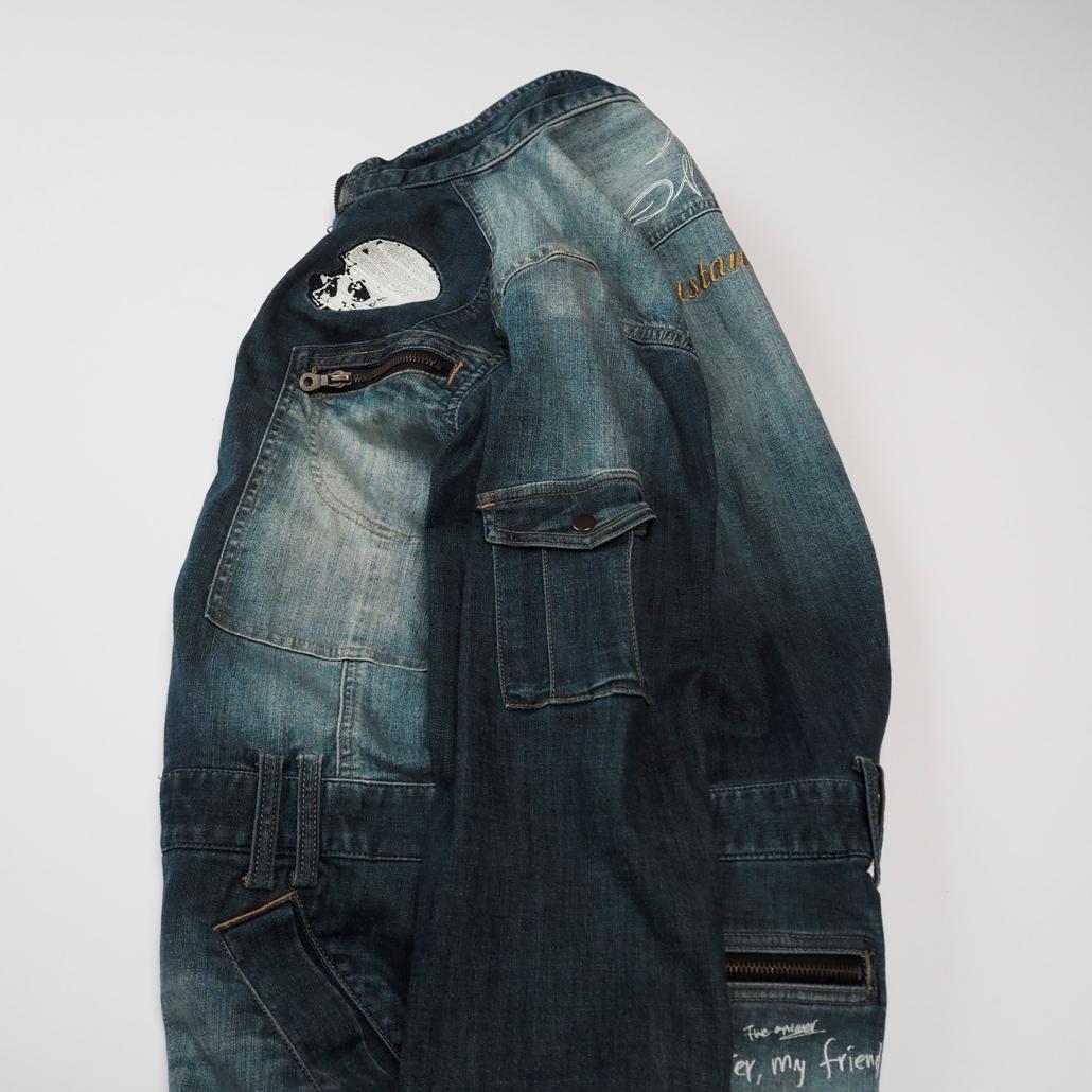 PPFM ARCHIVE Y2K スカル刺繍ボンテージデニムつなぎ 00s L