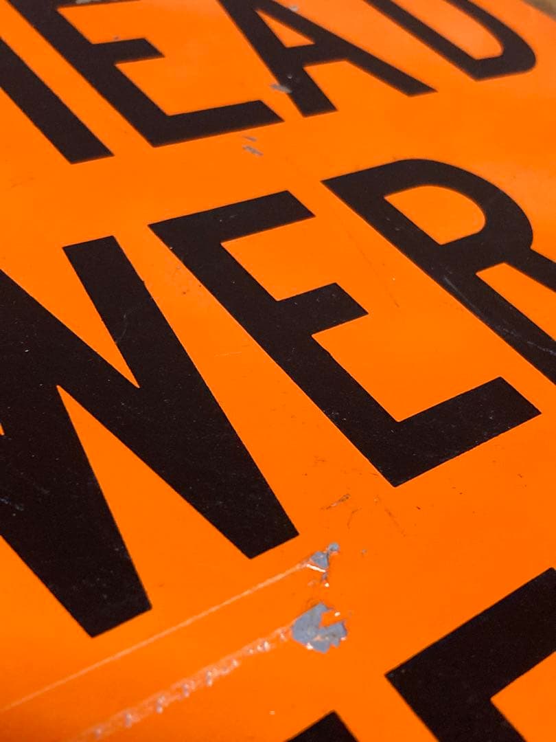 ヴィンテージ 看板 アメリカ CAUTION OVERHEAD 両面