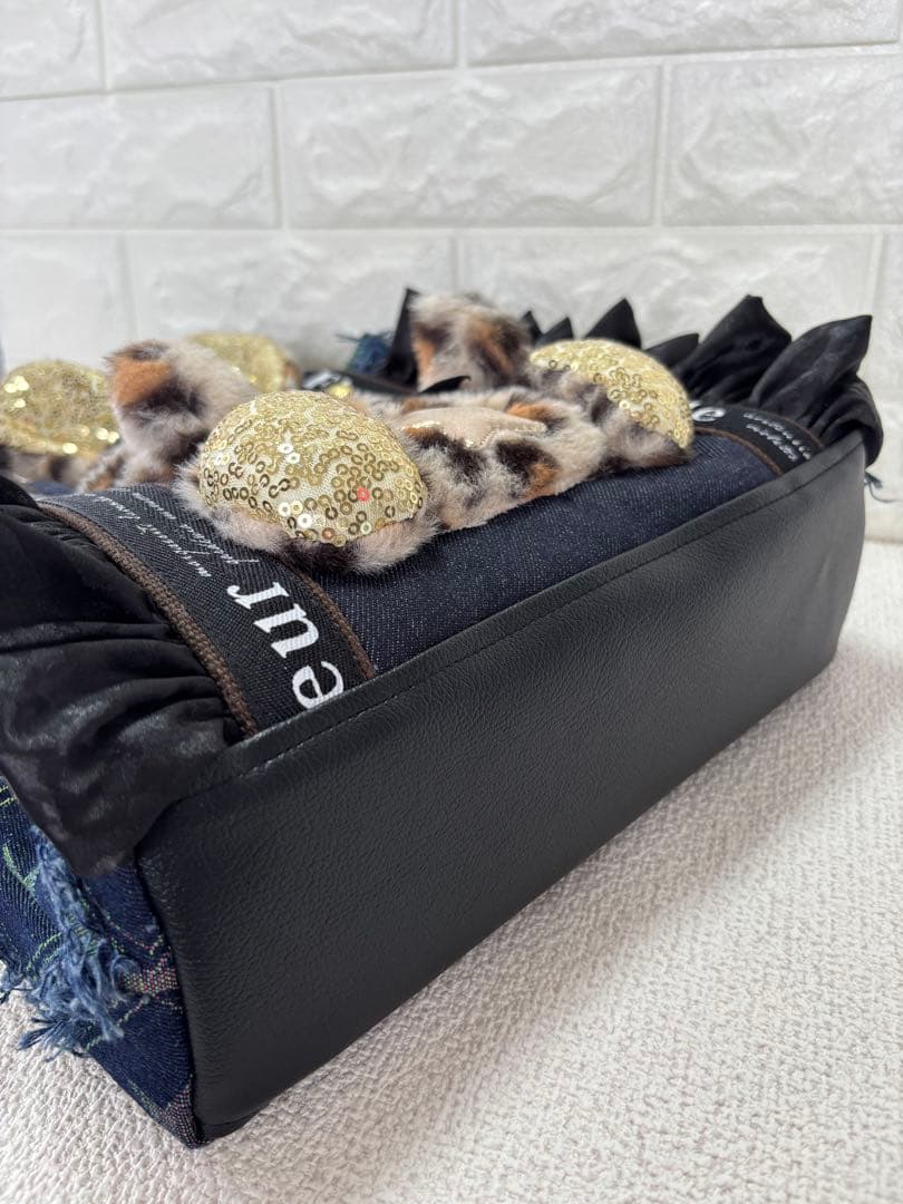 ゆ*ら様 コヤンイサムチョン　ハンドメイド　トートバッグ　デニム　ヒョウ柄ジョー