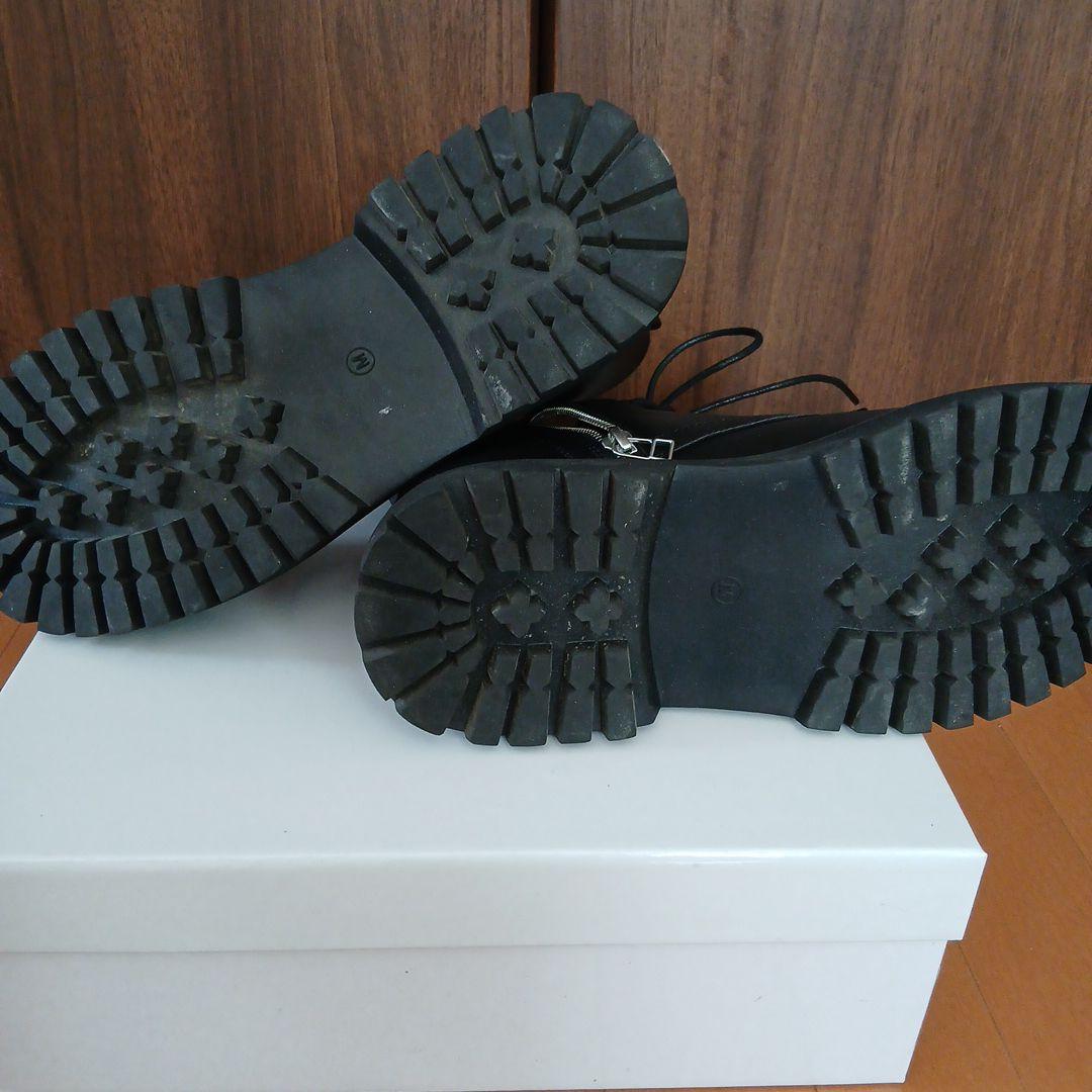 ブラック レースアップ ワークブーツ