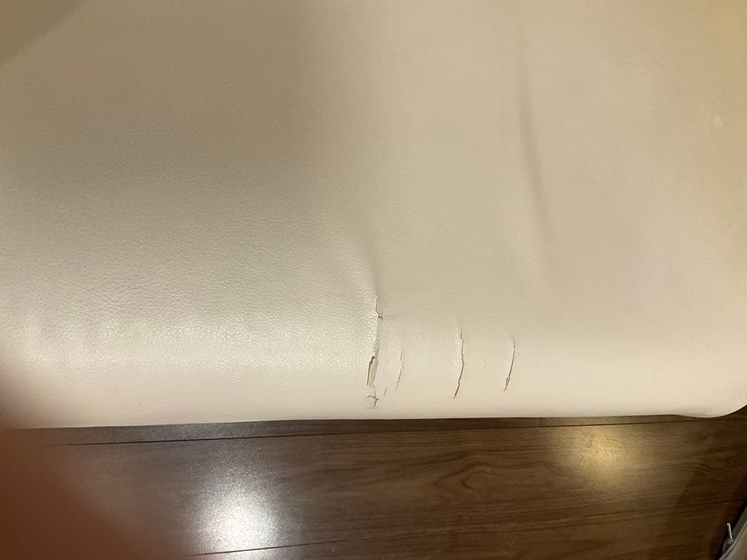 フランスベッド/ソファ/３人掛け/アイボリー/革張り/直接引取可