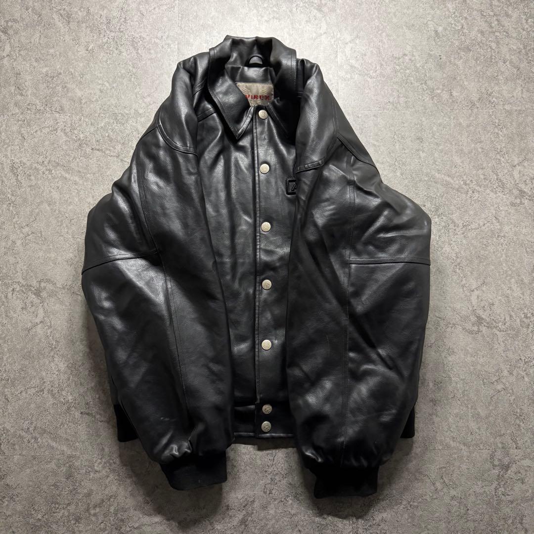 【希少品】AVIREX スタジャン　XL バッグロゴ　PVC レザージャケット