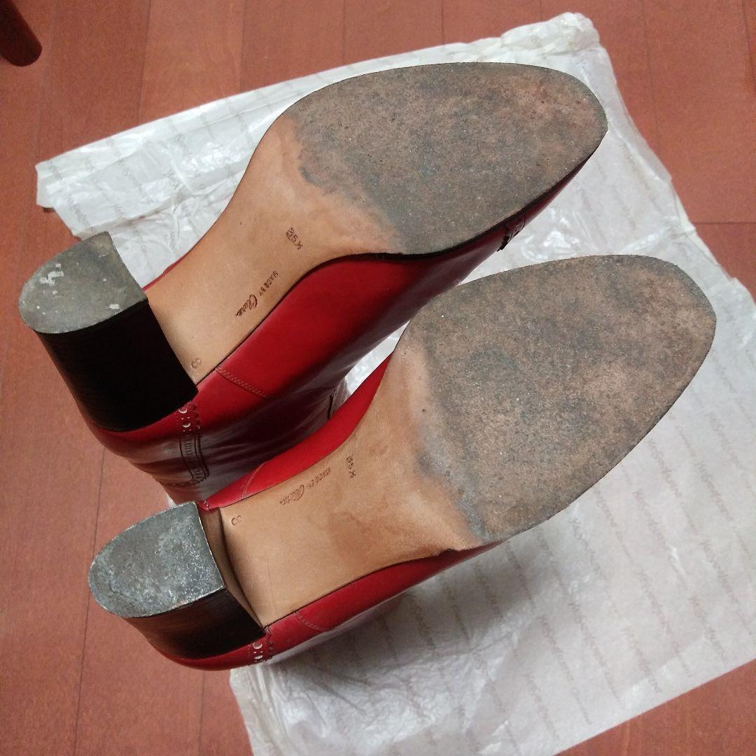 イブ.サンローラン　赤 レザー ロングブーツ 高ヒール