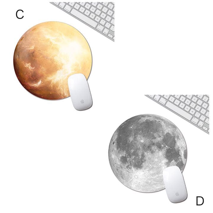 オシャレ 円型 惑星柄マウスパッド